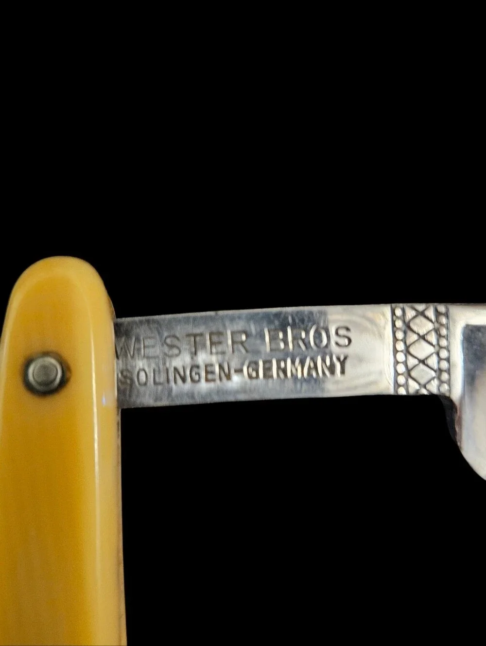 Straight Razor by Wester Bros Anchor Brand Vintage Solingen Germany Yellow